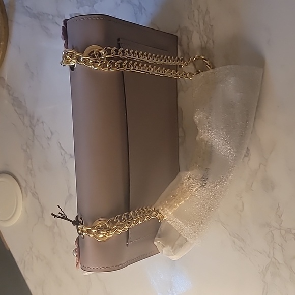 ZAC POSEN MINI EARTHETTE LEATHER SHOULDER BAG - SILVER ROSE - Picture 9 of 10